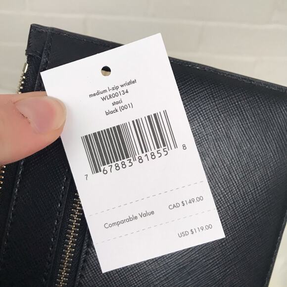 Kate Spade NWT Black Medium L-Zip Wristlet OS - Picture 5 of 7